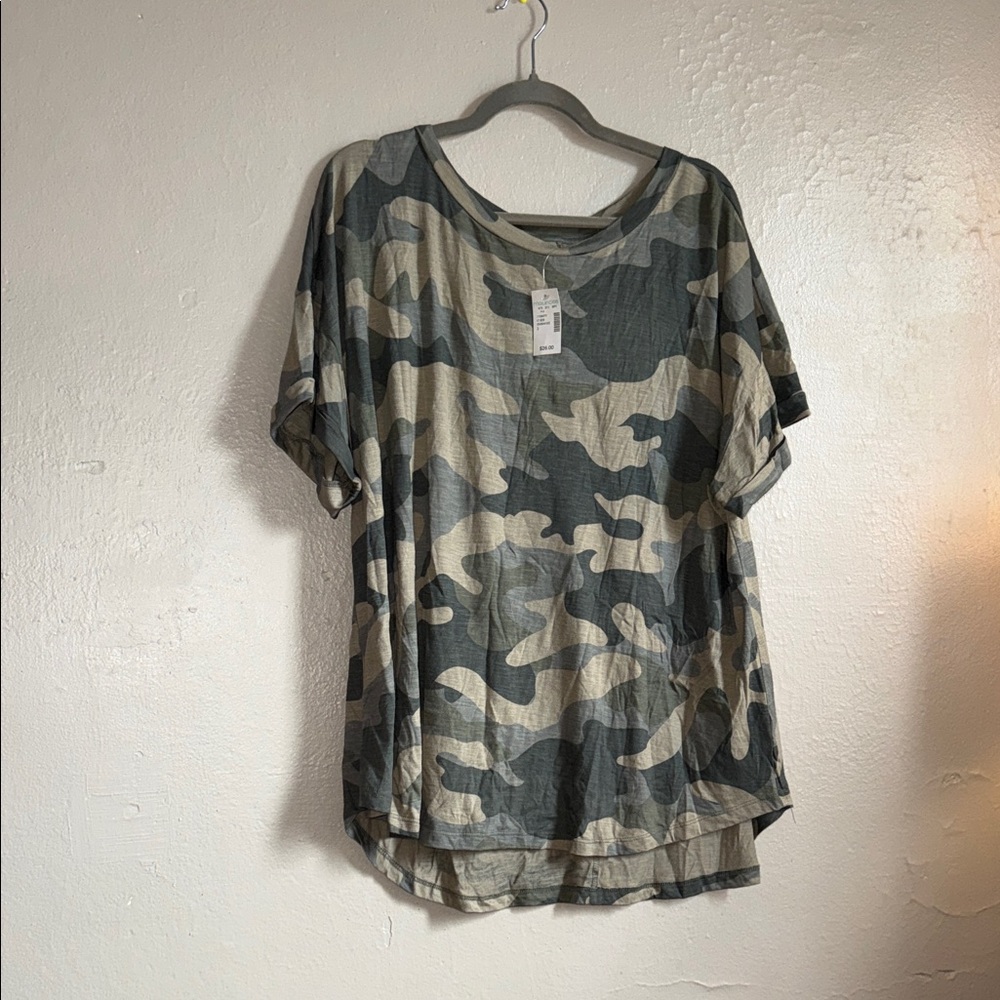 Maurices Camo Tunic Top - Green & Cream